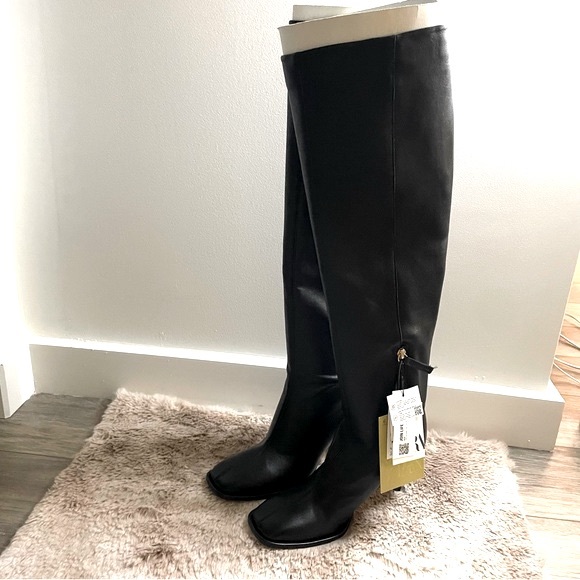 ZARA HEELED LEATHER BOOTS MADE IN SPAIN - Picture 8 of 14